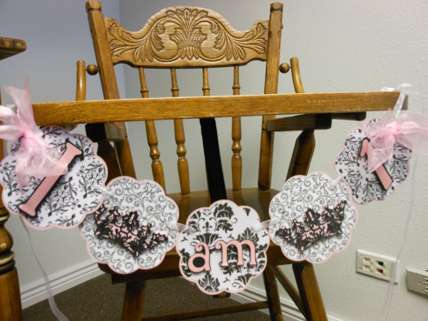 STOREWIDE SAVE 15%-Princess 1st Birthday Petite Pink and Black Damask Birthday Package Il_570xn