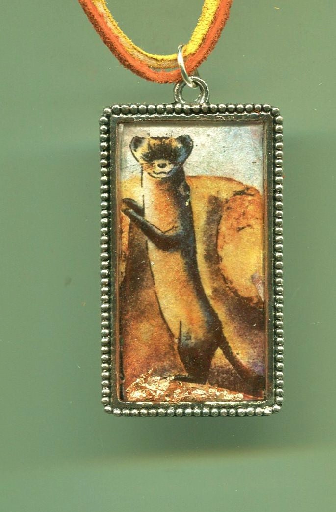 BLACK FOOTED FERRET Resined  Pendant...Free Shipping To U. S. A.