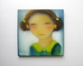 Oil on Canvas, 12x12" Little Girl Portrait Oil on Cnavas original fine art painting