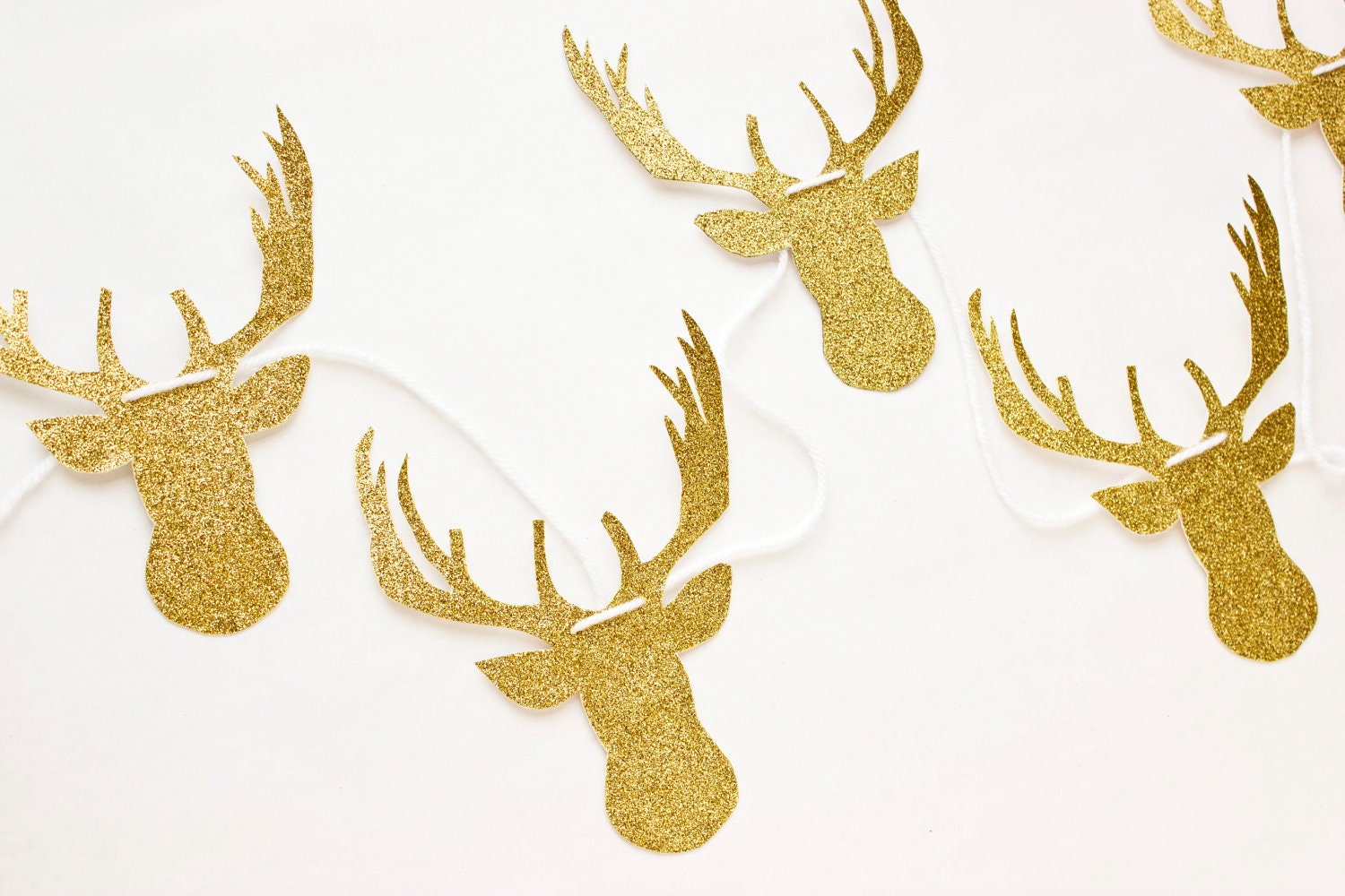 Gold Glitter Deer Garland