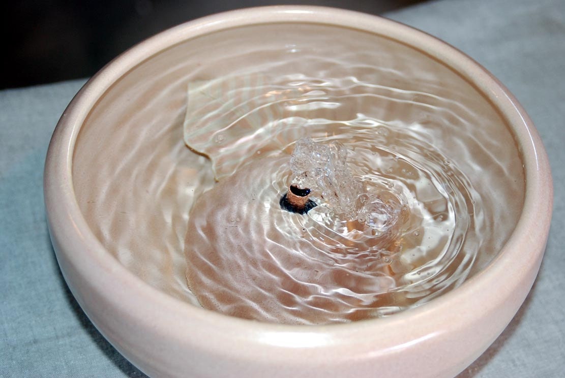 Ceramic Cat Fountain, Handmade, Foodsafe - "Peach Blush I" - 9 Inch Diameter
