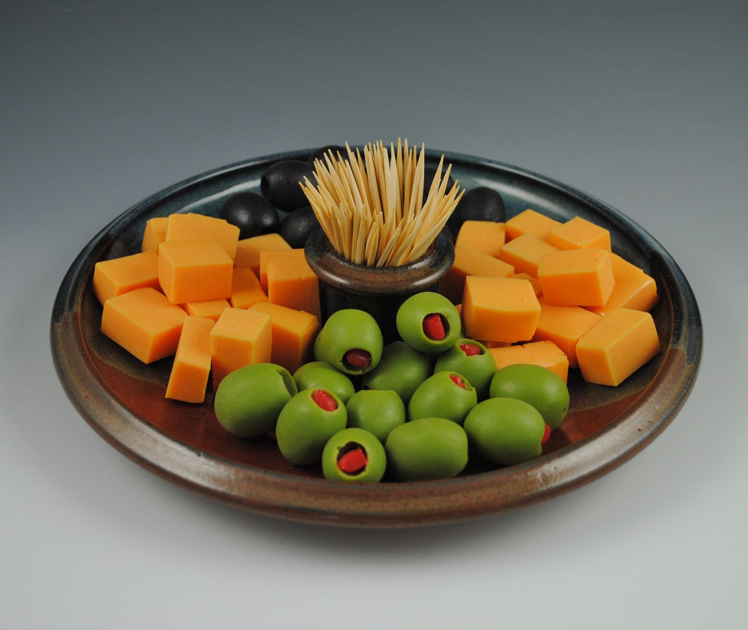 Serving Platter, Appetizer Dish, Snack Tray- Stoneware, in our Tri-Color Glaze