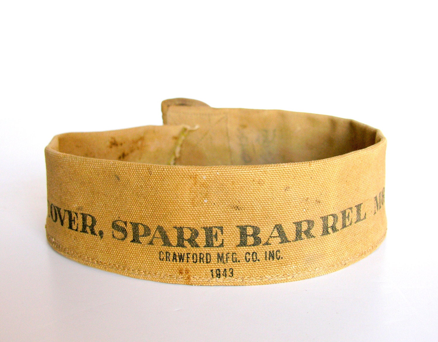 WW2 M8 Spare Gun Barrel Cover Graphics Army Khaki Canvas Beige Webbing Tan Crawford Mfg.