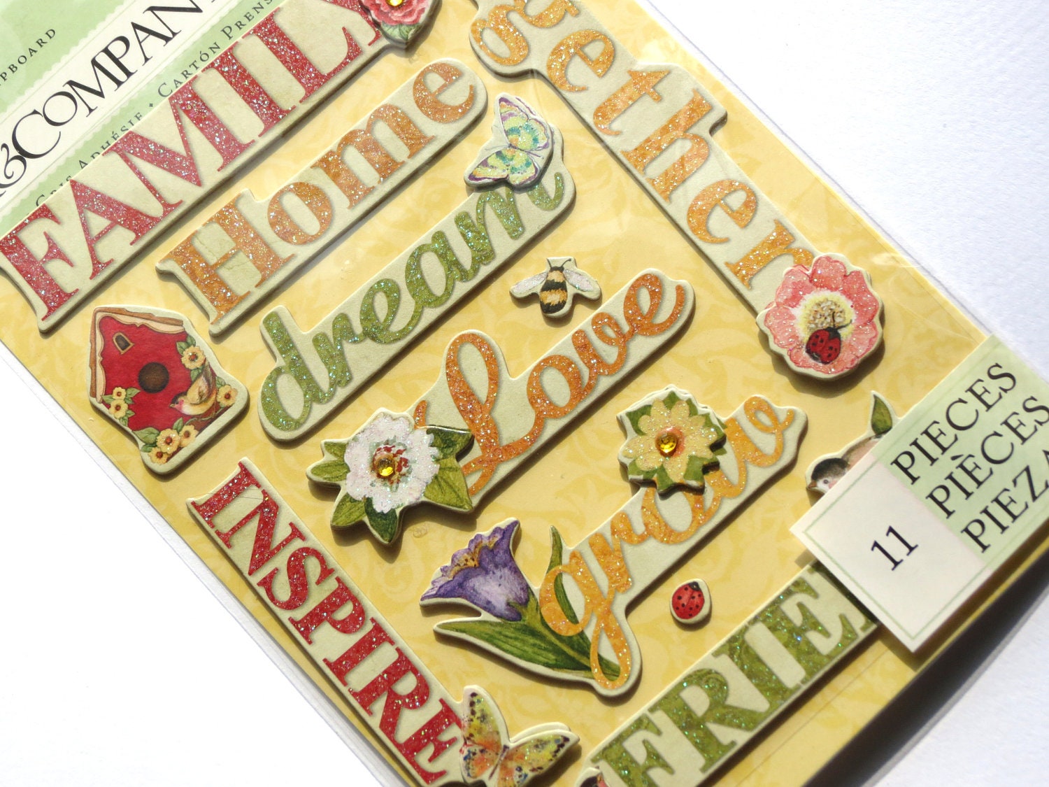 Meadow Word Dimensional Chipboard Stickers from K&Company 11pcs