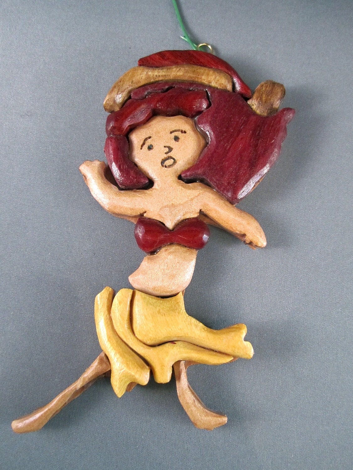 Mele Kalikimaka Christmas ornament Hawaiian Merry Christmas wooden hula dancer Bing Crosby Santa hat ukulele Mahalo Lei