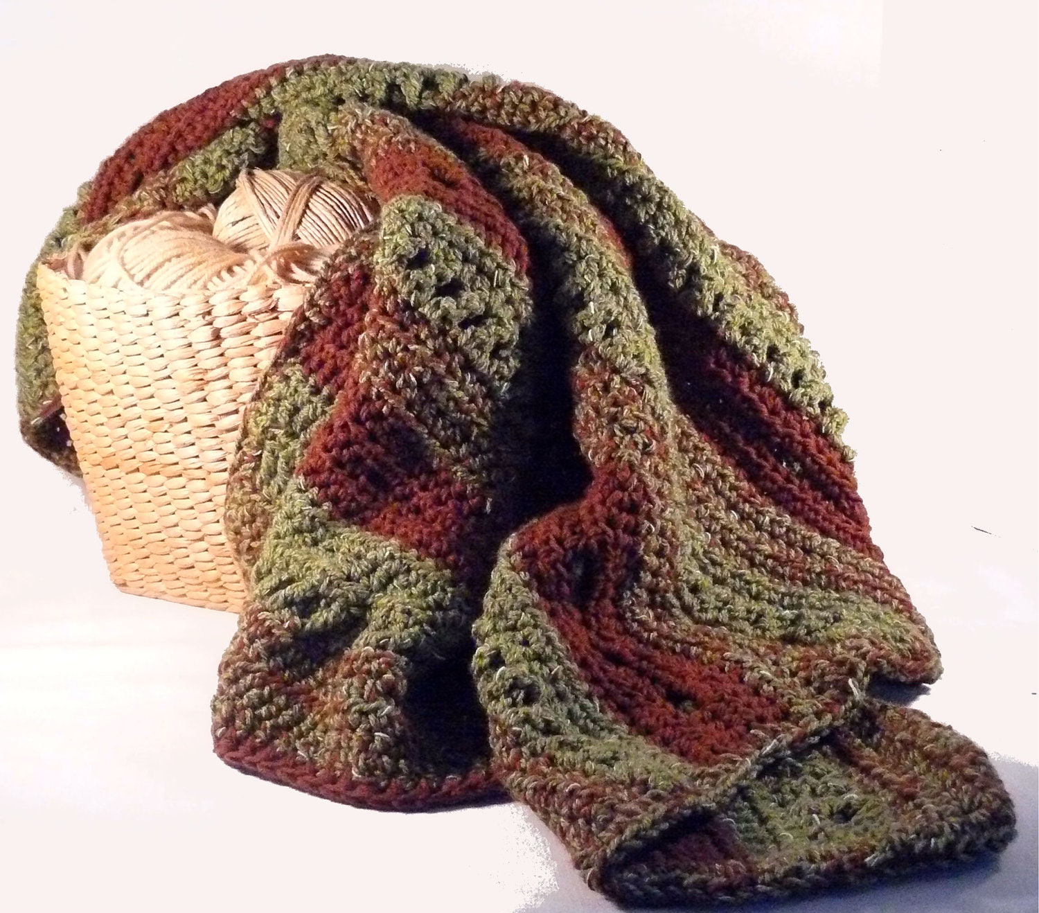 Baby Afghan Blanket  Soft and cozy receiving photo prop Brown chocolate and Green mint