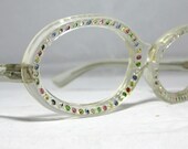 Vintage 60s Eyeglasses. Multi Color Rhinestones. Fabulous