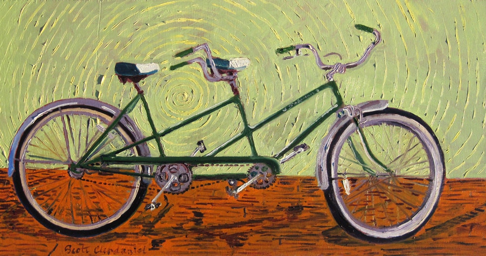Tandem Vintage Schwinn 1964 Bicycle Art Print 15"x8"