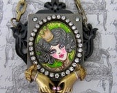 Steampunk Golden Princess Porcelain Doll Spoon Original Art Pendant