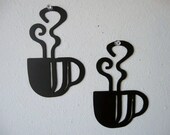 Coffee Cup Duo Metal Wall Decoration