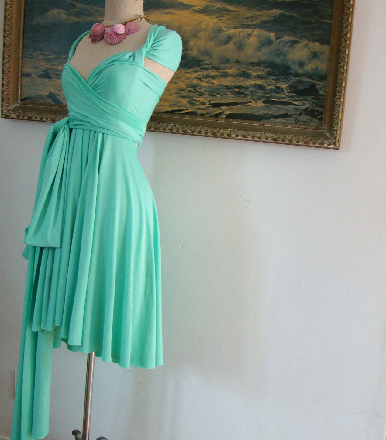 Gidget Mint Octopus Infinity Convertible Wrap Dress- Beach, Surf, Retro, Wedding