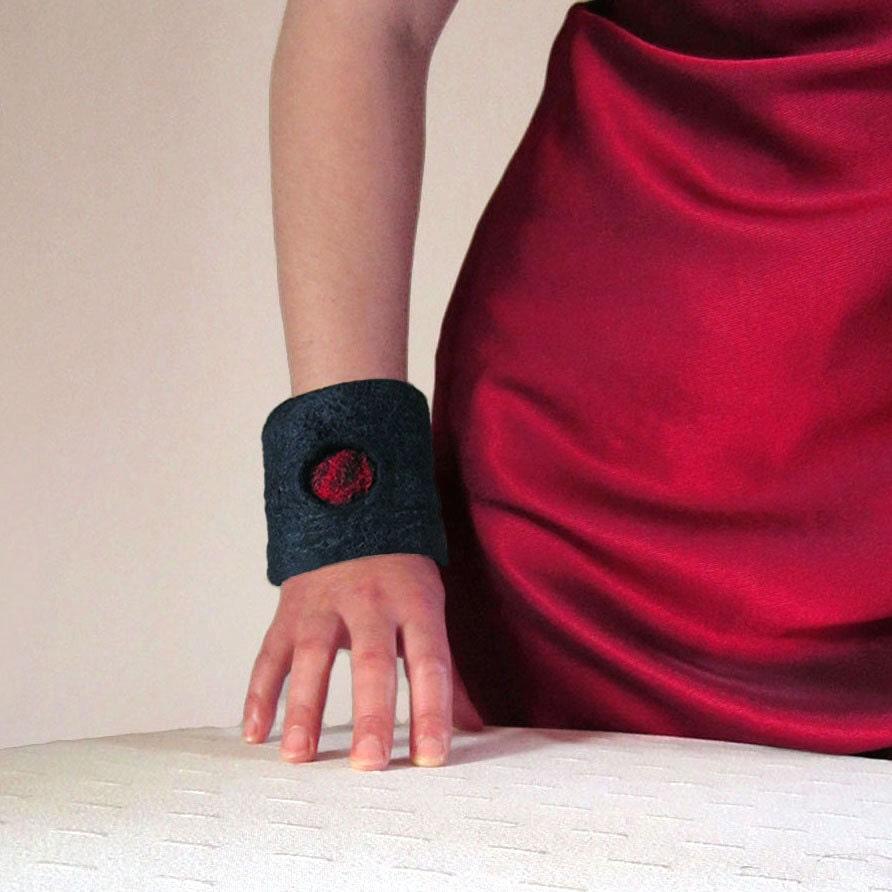 nuno felted cuff - bracelet -moonlight shadow-