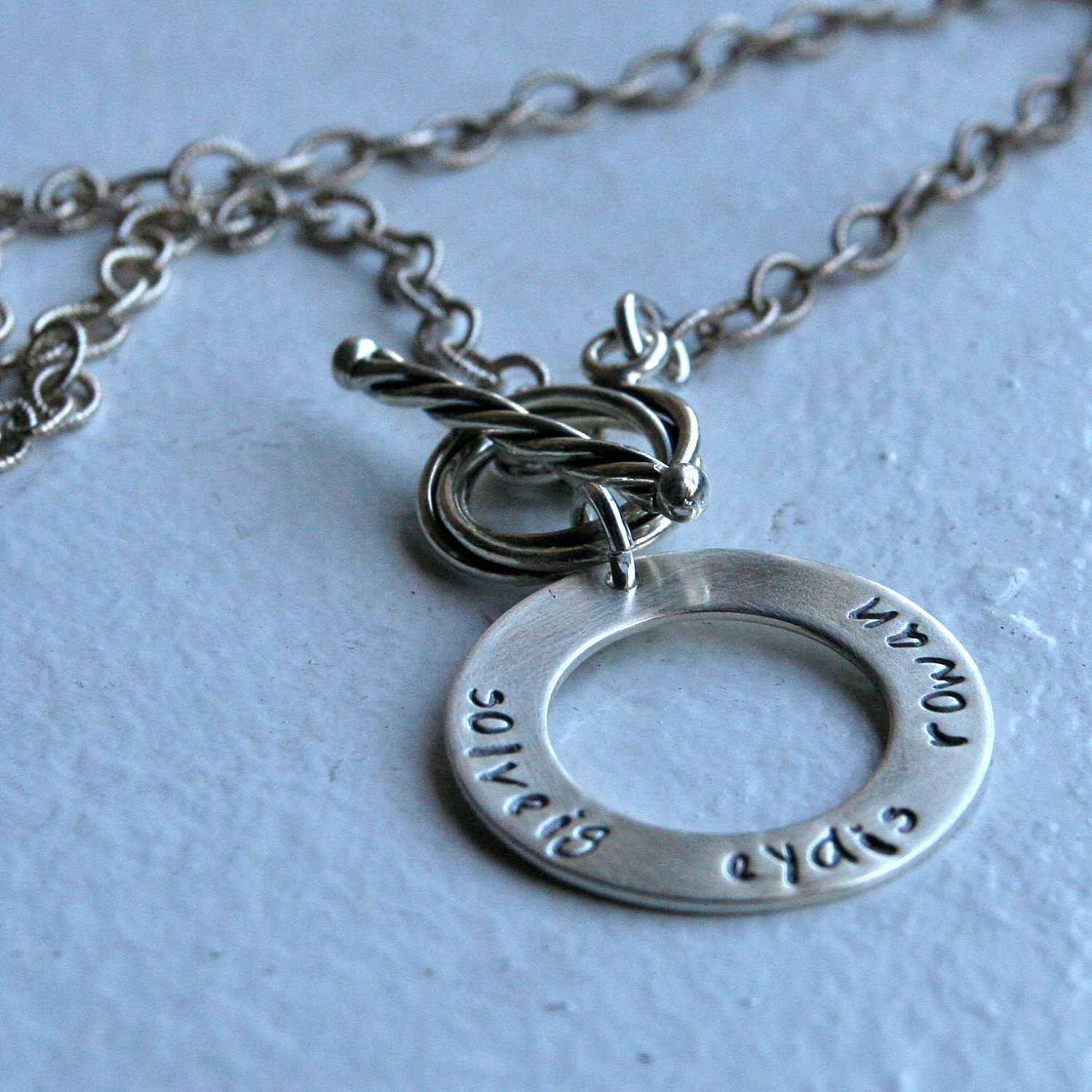 Hand Stamped Washer Necklace