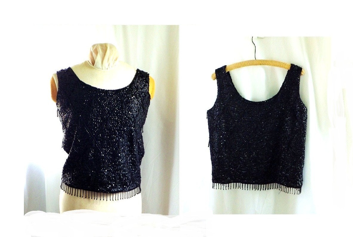 vintage Glam Rock Gold Sequin Silk Blouse Top