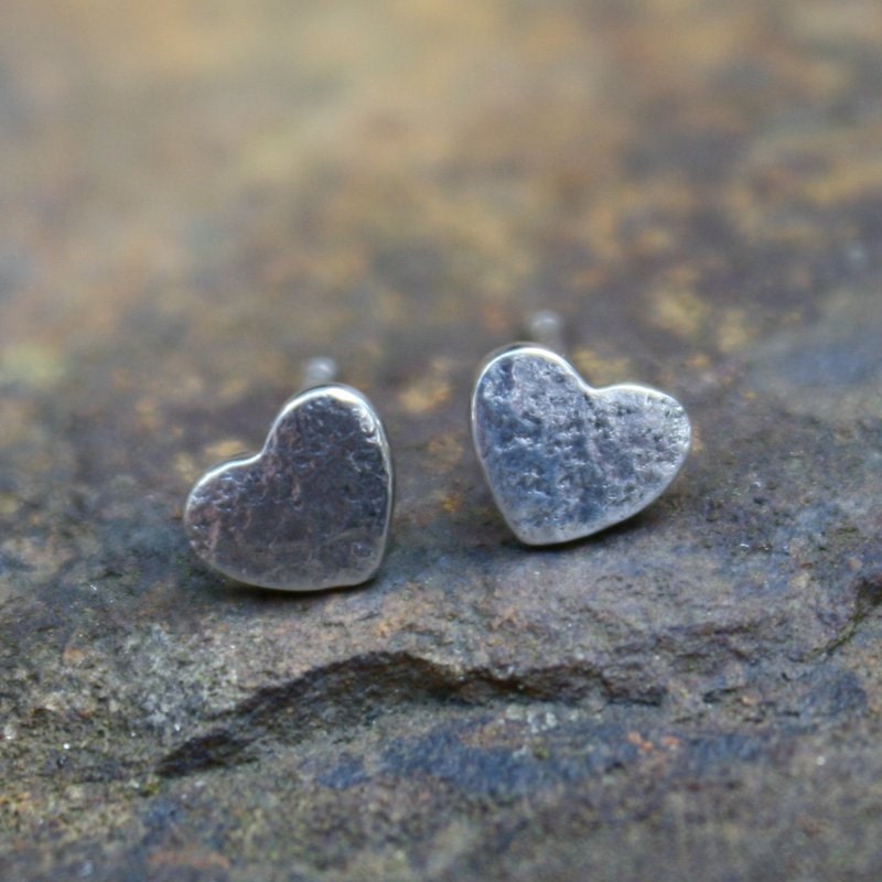 Tiny Silver Heart Studs, Love Tokens