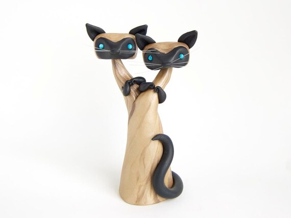 Siamese Twin Cats - Gemini Cat Art Figurine by Bonjour Poupette