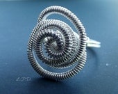 Wire wrapped Organic Ring In Sterling Silver. Size 6.