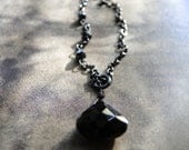 SALE Jewelry Necklace, Black Onyx Faceted Heart and Faceted Hematite on Oxidized Sterling Silver Chain, Gift for Her, Valentine's Day