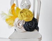 yellow, gray, flower headband, hair clip, hair accessories for babies, toddlers, little girls, photo props, photography, wedding