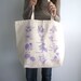 Canvas Tote Bag - Screen Printed Recycled Cotton Grocery Bag - Large Canvas Shopper Tote - Reusable and Washable - Eco Friendly - Floral