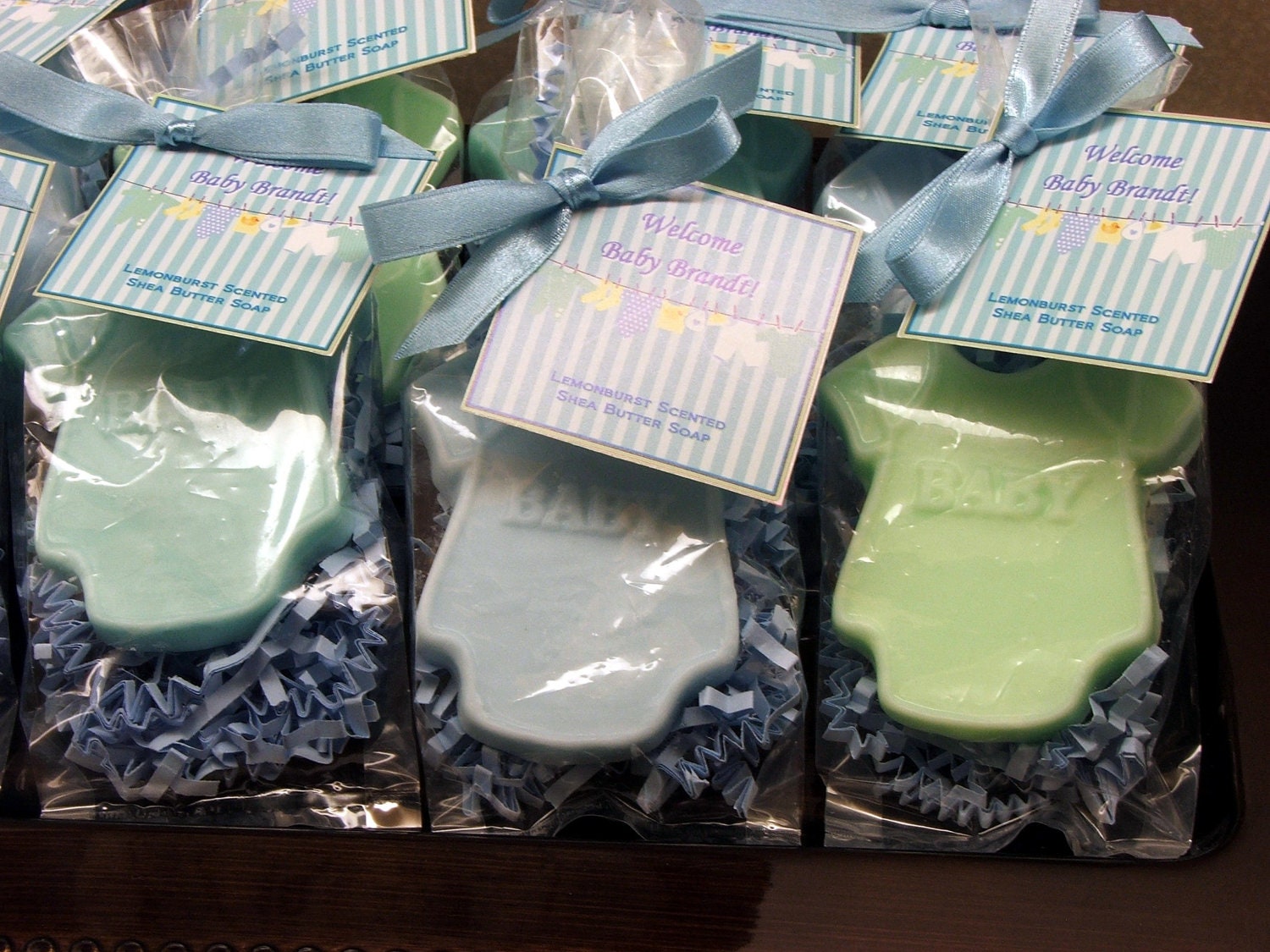Set of 10 Baby Shower Favors Onesie Soaps Boy Girl Custom Party Favors Includes Customized Tags