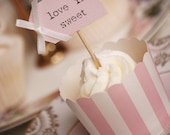 Love is Sweet Party Picks - blush pink and ivory bows
