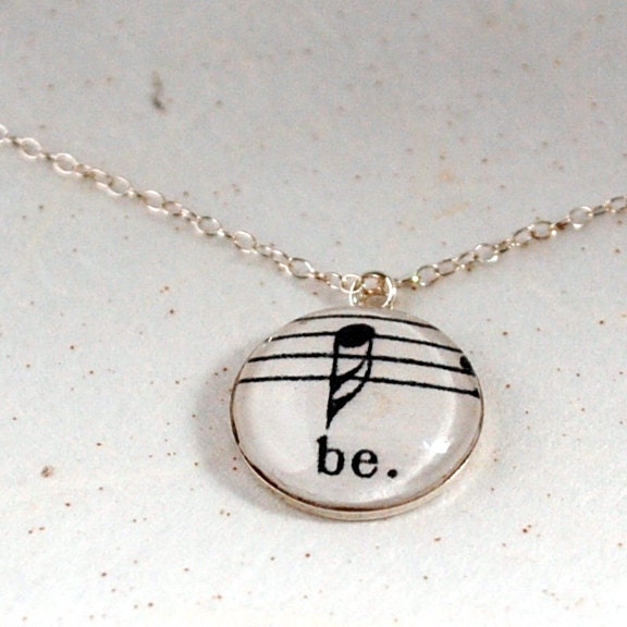 Just Be Silver Pendant Necklace Words and Music Jewellery