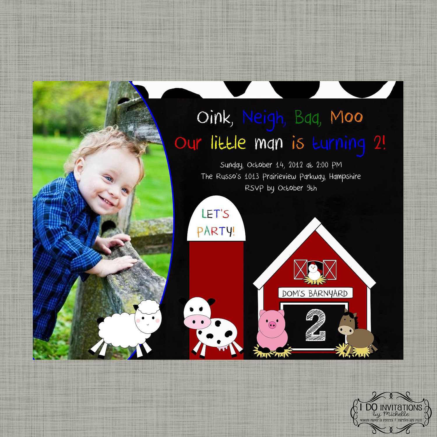 Farm Barnyard Birthday Party Photo Invitation - Digital File Il_570xn