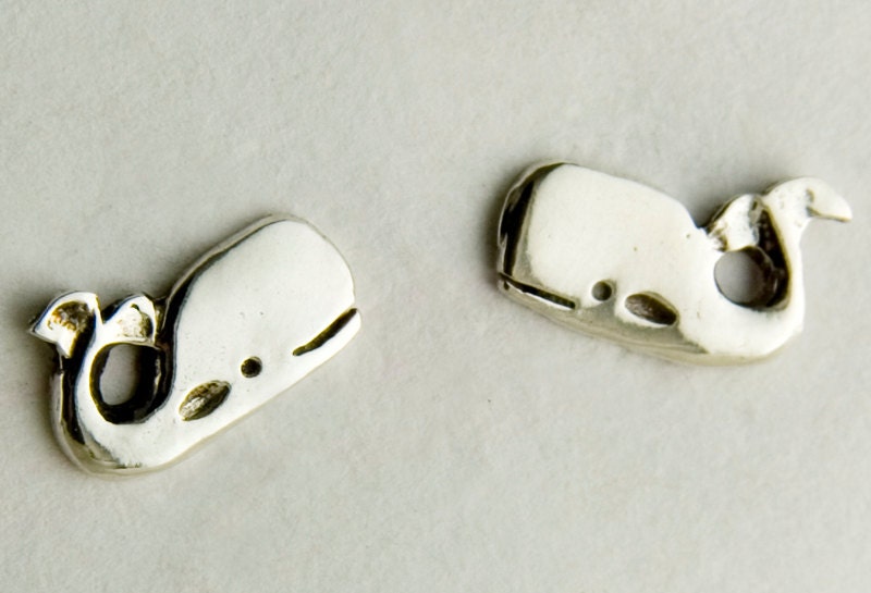 Whale Sterling Silver Post Earrings