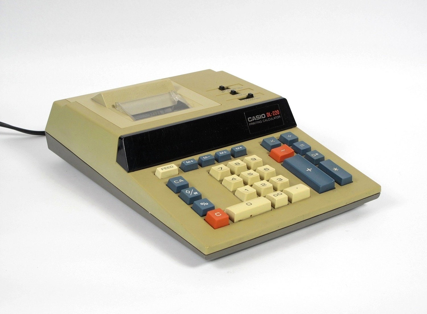 Vintage Casio DL-220 Printing Calculator, Electric, Cool 1970's Minimalist Design, Vintage Office