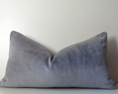 Gray pillow - Decorative Pillow Cover -  12 x 22 inch - Lumbar - Gray velvet - lavender - heavy weight velvet - ready to ship - studiotullia