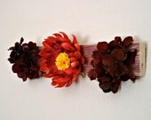 Jewelry hanger - Red & Brown Flowers - repurposed from scrap wood by Lolailo
