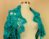 Peacock's Kiss / Crochet Shrug Bolero Turquoise Jungle Green Flower Crochet Shrug Lace Bolero Jacket Bridal Bolero Wedding Shrug S M L
