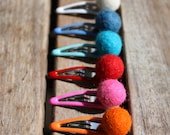 Natural wool felt ball hair pins  Set of 9 hair pins
