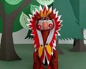 Handmade miniature felt Native American chief bear doll.