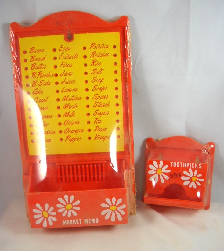 Vintage NIP Memo Shopping List Organizer Matching Toothpick Dispenser