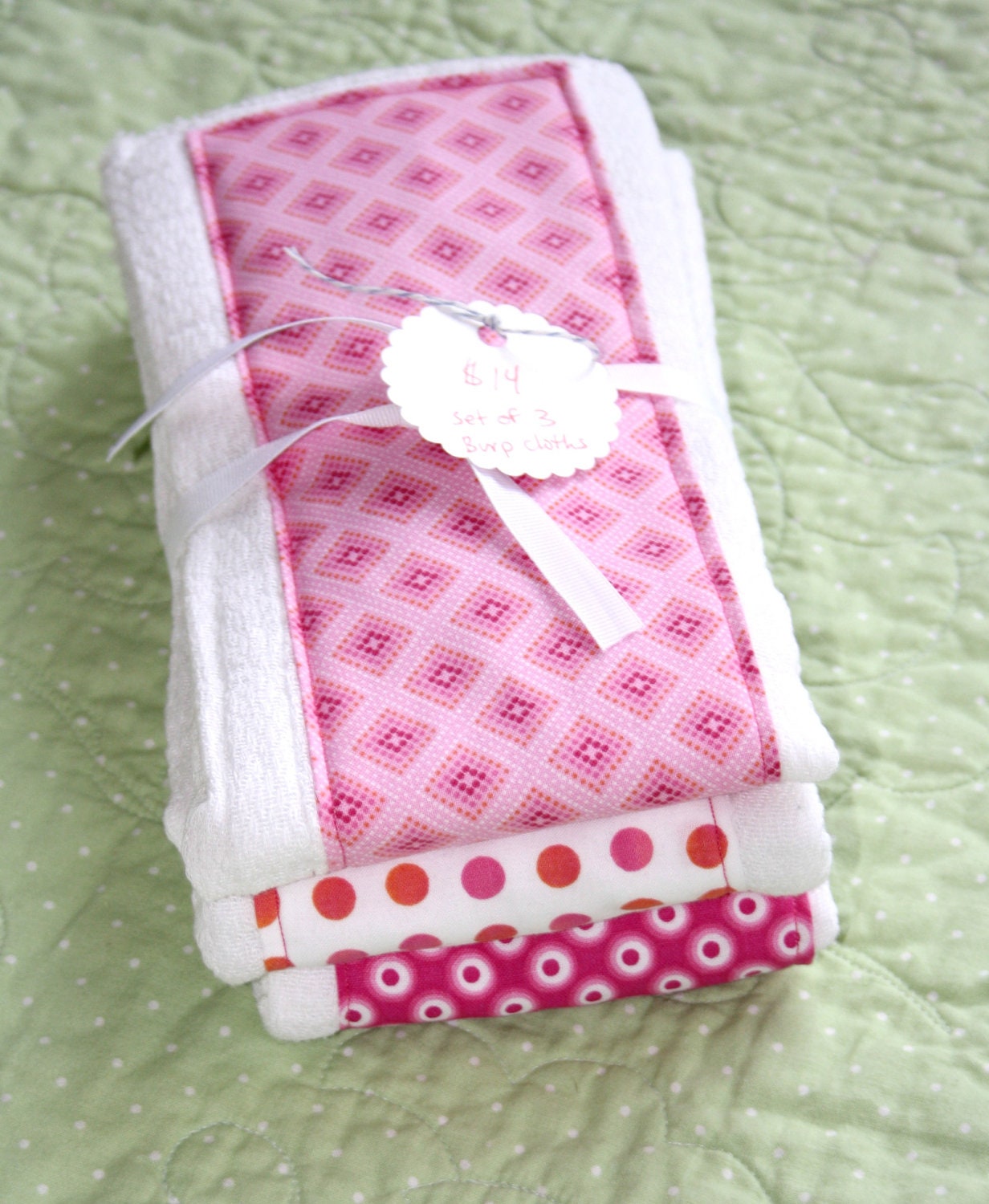Baby Burp Cloths- Set of 3, pink