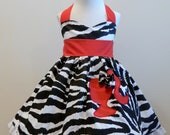 Girls Barbie Sillouhette Zebra and Red "Sweetheart" Halter Dress