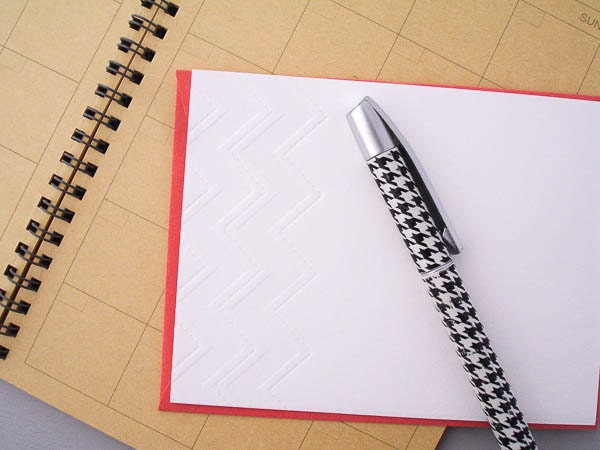 Letterpress Correspondence Cards, Chevron, Blind Deboss,  Set of 4- cyber monday