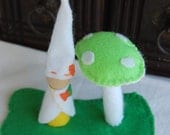 Waldorf Toy Cheerful Felt Gnome and Mushroom Play Set