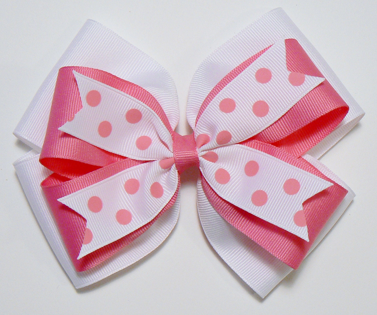 Girls Combination Double Hair Bow Polka-Dot Childrens Kids Ribbon Bow Hair Clip Hairbows Hair accessories (Choose Color)