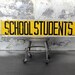vintage school students metal bus sign