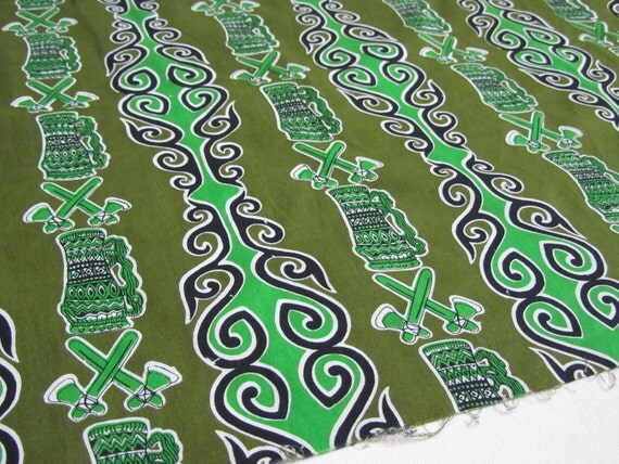 1950s Dress Fabric Vintage Tiki Dress Novelty Fabric