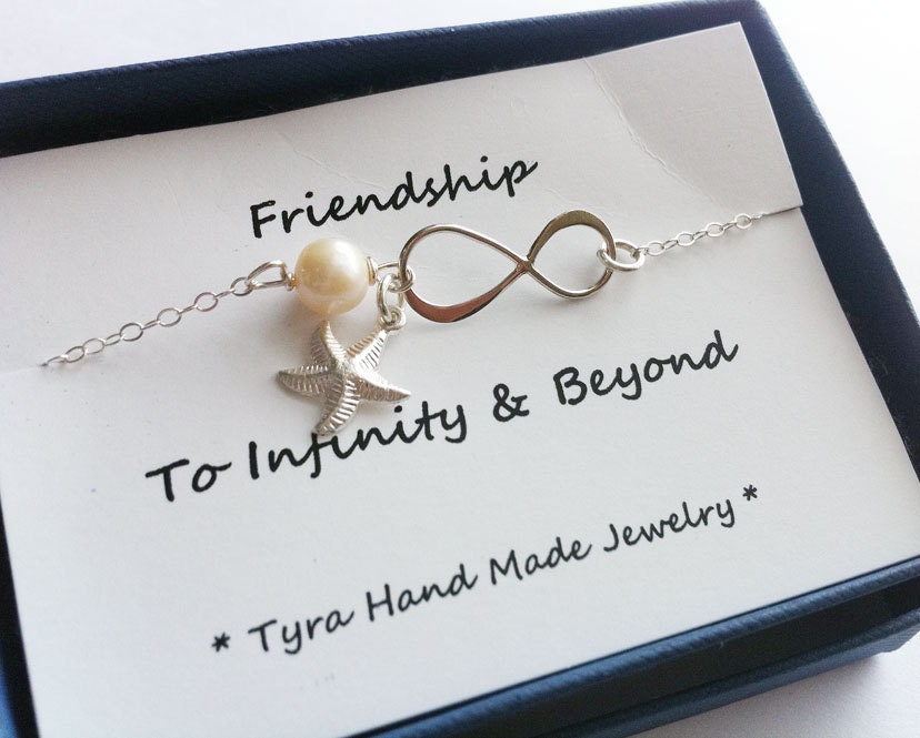 Infinity Bracelet with card,Starfish bracelet,Best friends Bracelet,friendship to infinity,Beach wedding Graduation