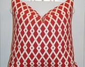 BOTH SIDES - 20 x 20 - Decorative Pillow Cover -  Accent Pillow - Throw Pillow - Fretwork - Geometric - Lattice - Pomegranite - Red