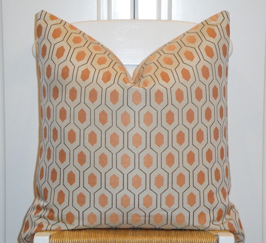 Decorative Pillow Cover - 20 x 20 -Thom FILICIA - Kravet - Accent Pillow - Throw Pillow - Orange - EUCLID in Apricot