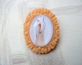 WEARABLES brooch cameo wearable art original illustration - red dress
