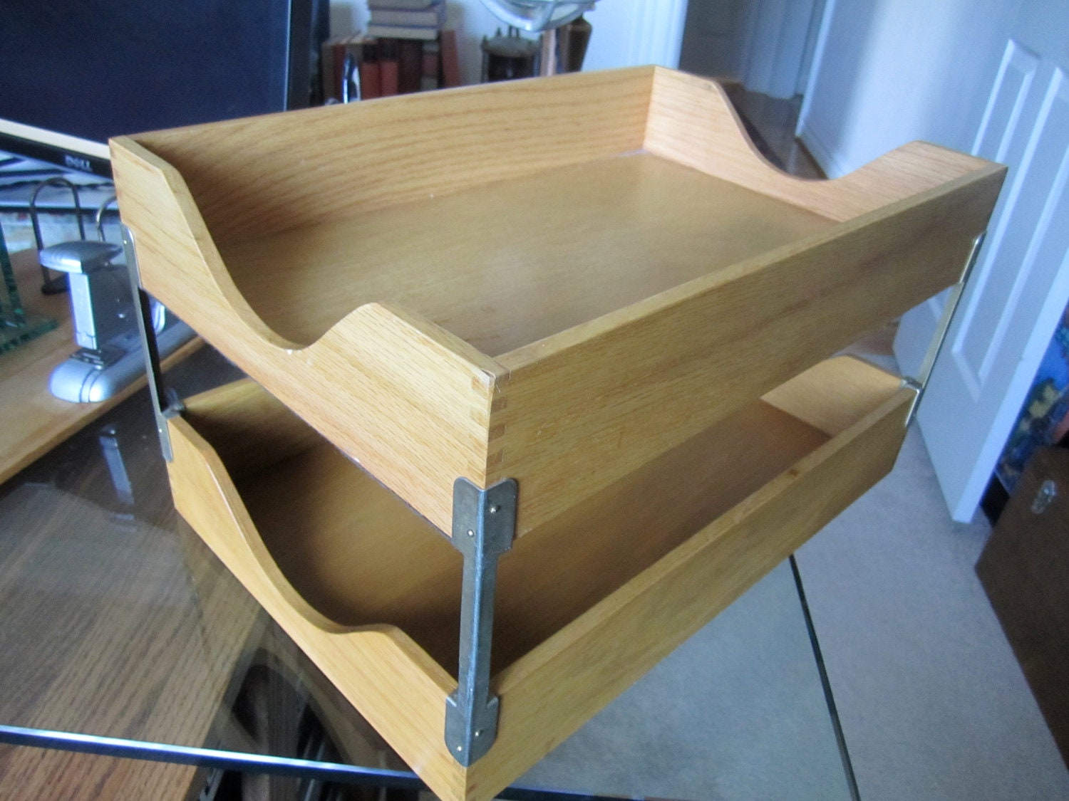Vintage Oak Stacking Desk Tray by woskab on Etsy