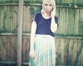 Pleated Pastel Plaid Midi Skirt