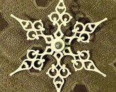 BLACK or WHITE Medium Snow Crystal- Steampunk Clock Hand Holiday Ornament